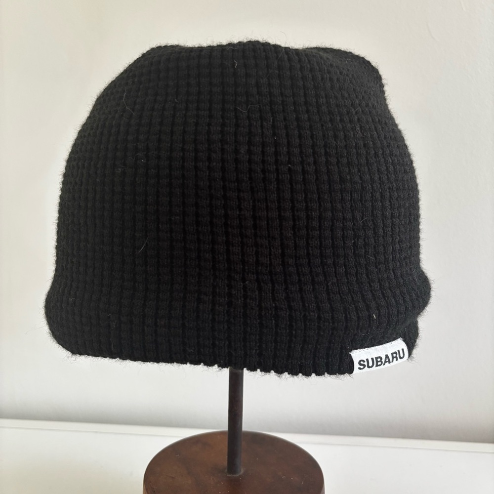 Subaru Black Sherpa fleece lined black winter beanie cap
